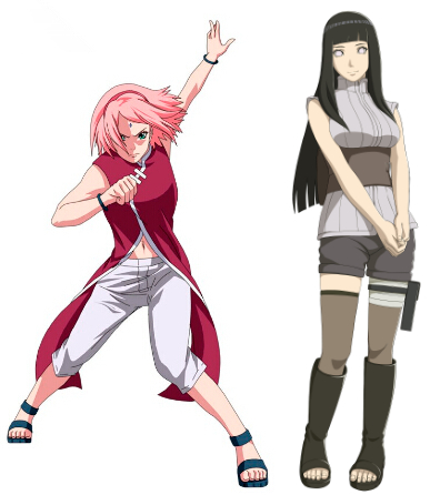 Character design de Hinata e Sakura de Naruto/Boruto